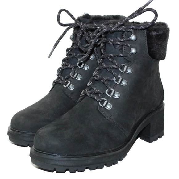 Timberland Kinsley Combat Boot Faux Fur Lined 2.5" Block Heel Women's 8 NEW! - Picture 1 of 12